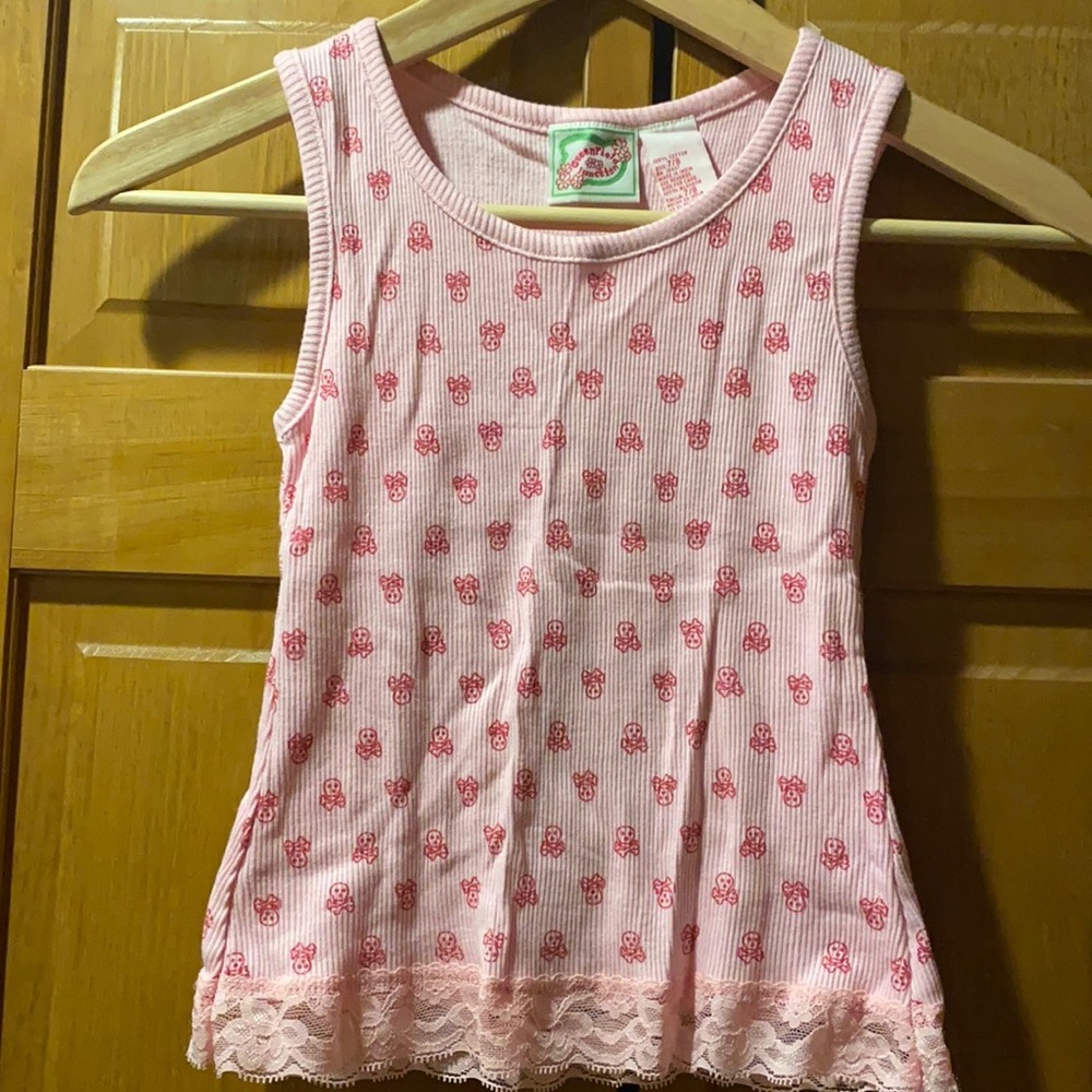 Girl’s 7/8 Skull Lace Trimmed Tank Top